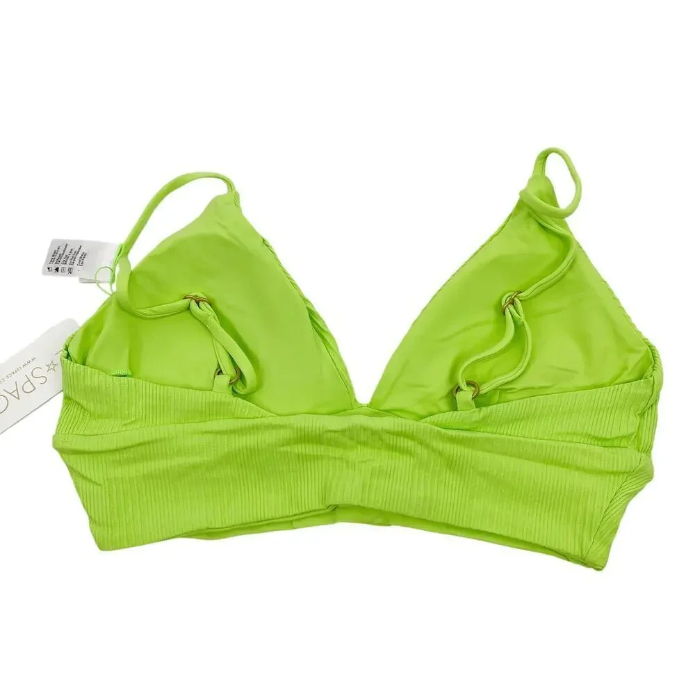 L*Space Winnie Bikini Top Ribbed Green Size Large NEW with tags!